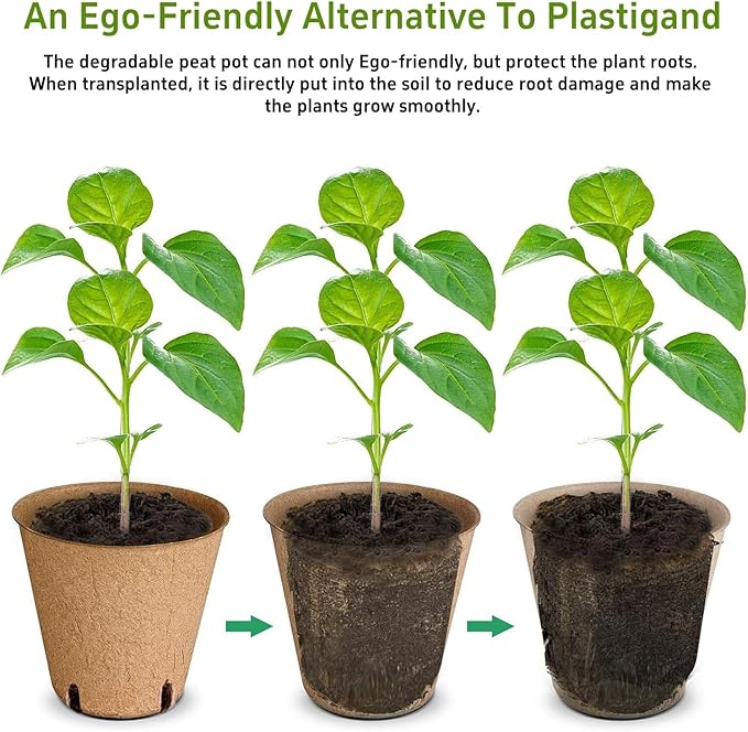 ANGTUO 102 Pcs Peat Pots for Seedlings, 3.14 inch Biodegradable Seed Nursery Pot with Drainage Holes, Seedling Pots Include 50 Labels