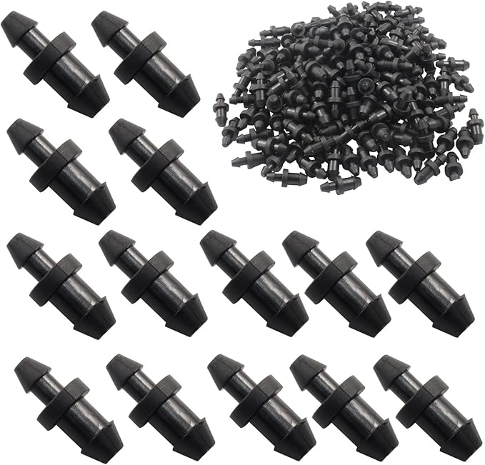300 Pcs Drip Irrigation End Plugs, 1/4 Inch Drip Irrigation Goof Hole Plugs, Barbed Connectors End Cap,Irrigation Stopper for Home Garden Lawn Supplies(Black)