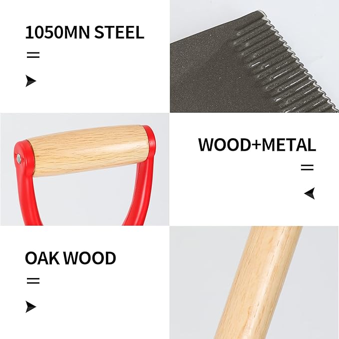 Flat Shovel Garden Spade Shovel Trenching Shovel Square Point Shovel for Digging Gardening Planting Edging, 43 inches