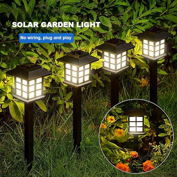 Solar Garden Outdoor Lights 12 Pack,Outdoor Landscape Lights Solar Waterproof Garden LED Lights for Pathway Patio Driveway Walkway Porch, Auto On/Off (Warm Light)