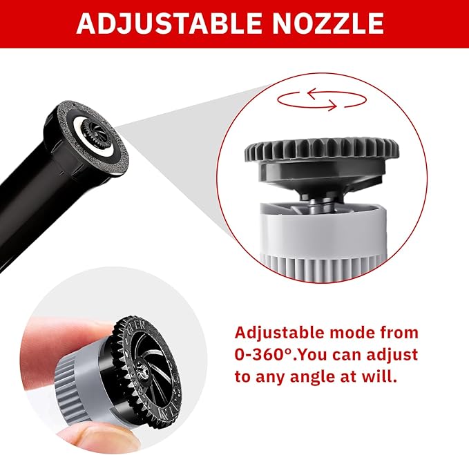 12 Pack Variable Arc Nozzle, Pop-up Sprinkler Heads Replacement Compatible with Most of 360 Degree Adjustable Pop Up Sprinklers Spray Head for Garden Lawn Irrigation (17AN)