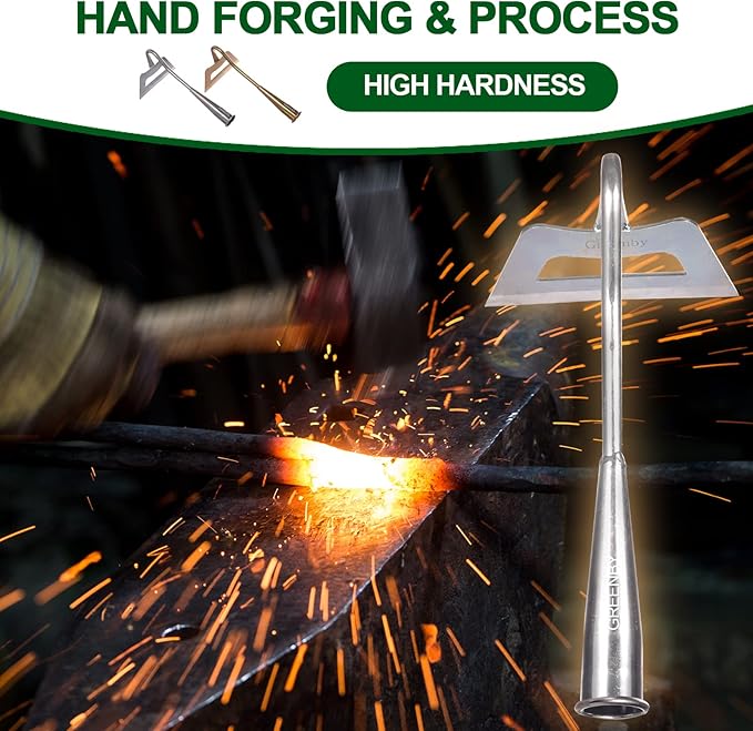 Garden Hoe, Weeding Tool, Full Stainless Steel Hollow Hoe, Heavy Duty,Sharp Hardened Hand Hoe for Gardening, Backyard Weeding, Loosening, Farm Planting