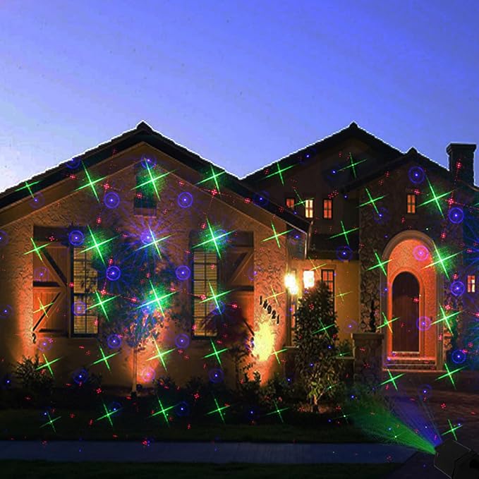 LedMall Mini House RGB Firefly with 32 Patterns Garden Laser Lights Projector