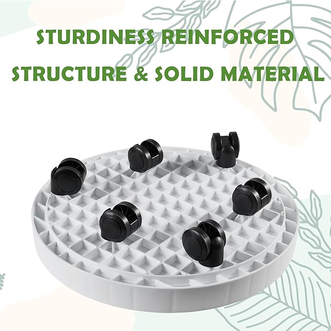 9.8 Inch Planter Caddies Rolling Saucer Caddy with Wheels, Heavy Duty Wheeled Stand for Potted Plant, Round Coaster Roller Base Tray with Casters, Flower Pot Dolly Holder for Indoor Outdoor