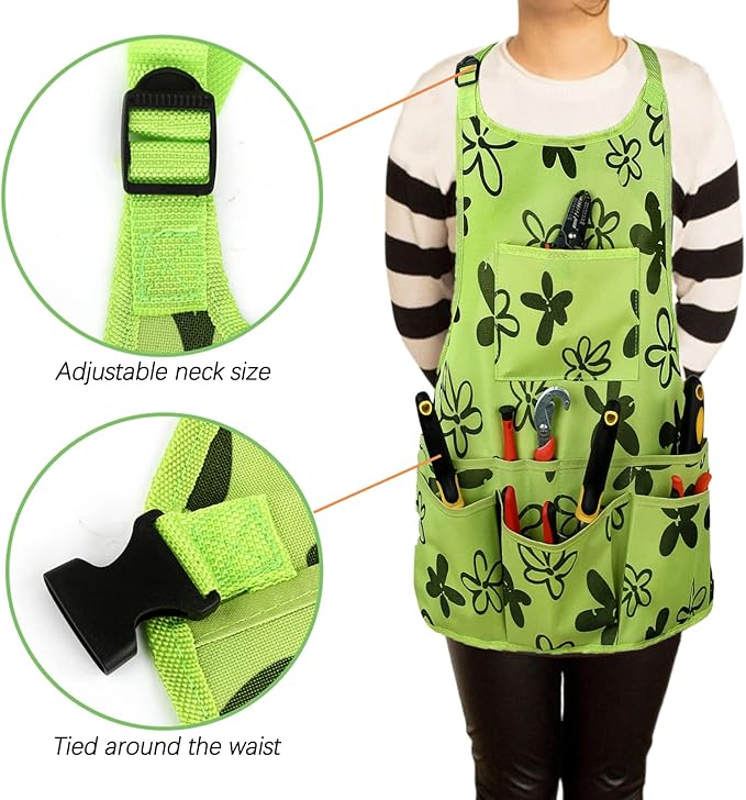 PATILWON Gardening Apron with Large Pockets for Women, 14 Pockets Waterproof Tool Apron, Work Apron Heavy Duty, Size M to XL