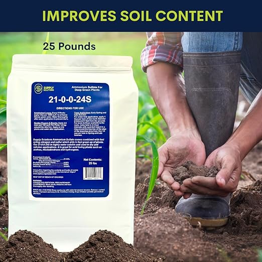 21-0-0-24S Ammonium Sulfate for Deep Green Plants - Soil Acidifier for Blueberry Blooms, Azalea and Magnolia Tree Fertilizer - Sulfur for Plants Nitrogen Fertilizer (25 Pounds)