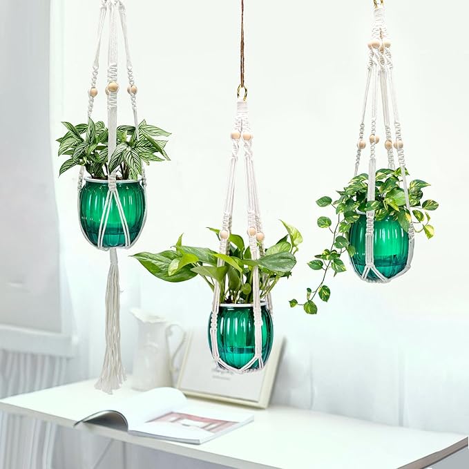 Small Hanging Planters Self Watering 5 Inch, 3 Set Hanging Plant Pot for Indoor Outdoor Plants, Hanging Flower Pots with Drainage Hole & 2 Kinds of Plant Hangers for Garden Home Decor