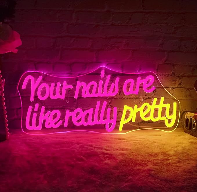 WLHOPE Your Nails Are Like Really Pretty Neon Sign, Nail Neon Signs for Wall Decor, Pink Led Signs USB Connectivity Nails Light Up Signs for Nails Shop Nails Salon Home Bar Girls Room Beauty Shop Nails Room