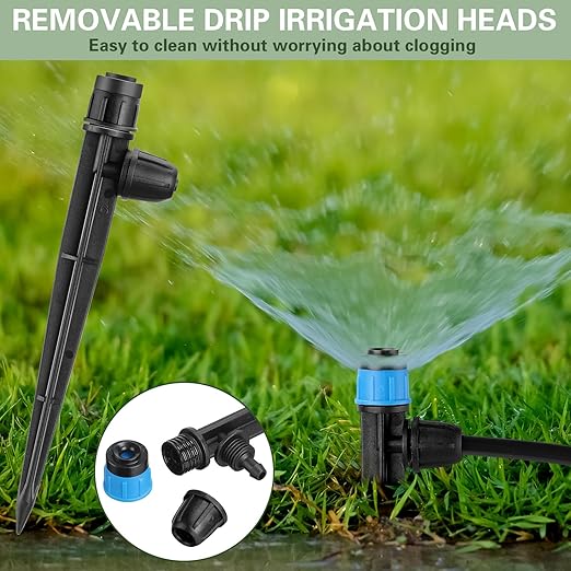 80 Pcs Drip Irrigation Emitters with Adjustable 360 Degree Water Flow Drippers for 1/4 Drip Tubing Sprayer on 5.5 Arrow Stake for Garden Irrigation System(Blue, Black,Lock Barbed)