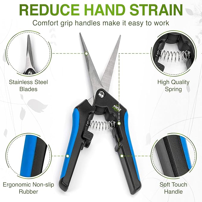 Hydroponic 2Pack Microtip Straight blade/Curved Blade Flower Leaf Trimmer Pruning Shears by Yieldcropper