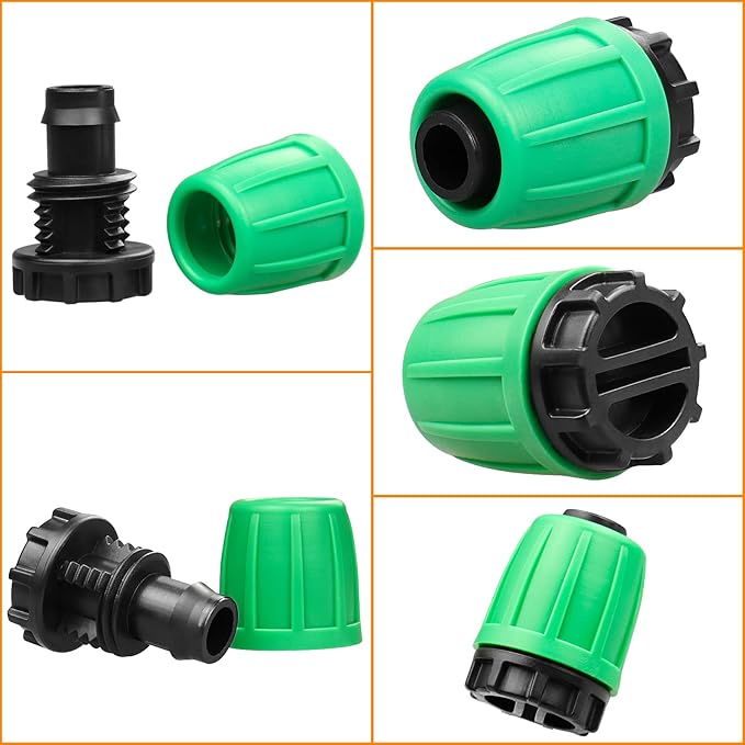Drip Irrigation Fittings for 1/2 inch Tubing (0.60"-0.63" OD), 12 Pieces Barbed Locked End Plug Connectors, End Caps Drip Line Nuts Connectors for Drip Irrigation Hose (13mm ID)