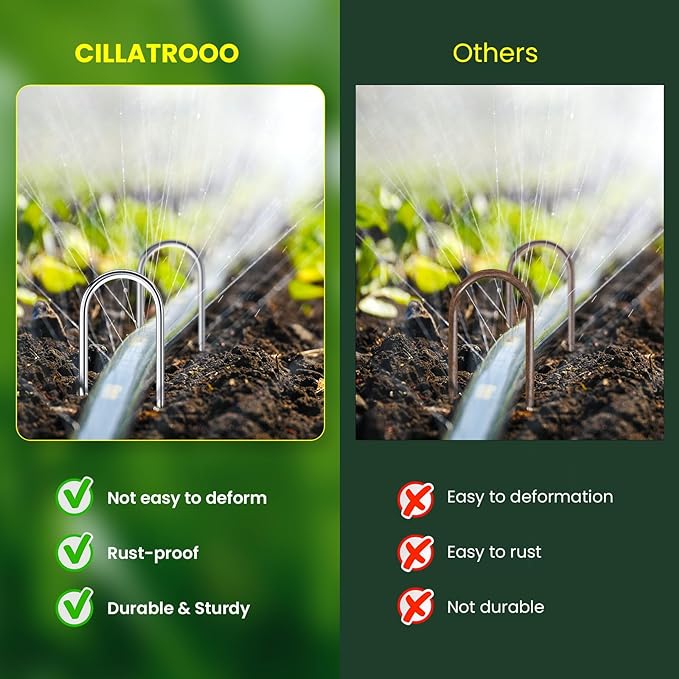 Garden Stakes 6 inches, U-Shaped Tent Stakes, Galvanized Landscape Staples, Ground Stakes for Landscaping Securing Weed Barrier Fabric, Holding Fencey,Christmas Decorations