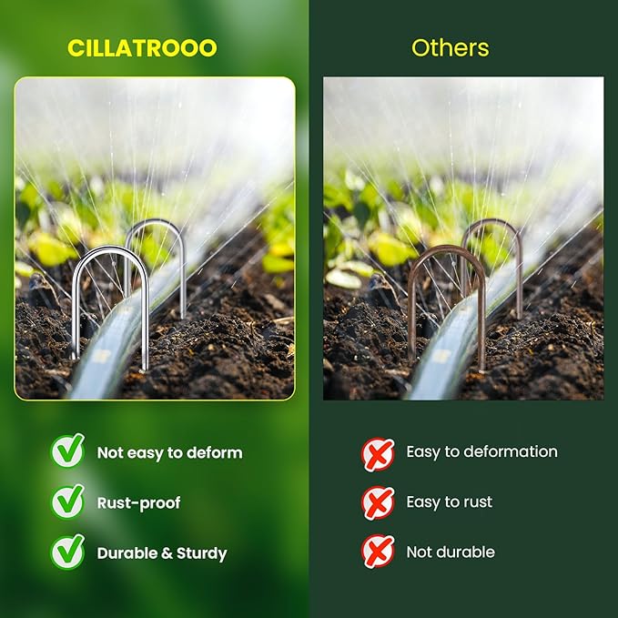 Galvanized Landscape Staples Plant Cover Stakes 6 Inch 11 Gauge Anti-Rust Garden Stakes Landscaping Fabric Pins Yard Stakes for Christmas Decoration Weed Barrier Fabric, Metal Stakes (20pcs)