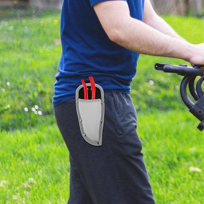Pruning Shears Hanging Pouch PU Leather Pliers Pruner Holder Sheaths Pouch Holder Tool Pouch for Garden Pruning Pliers Shears Scissor, Grey