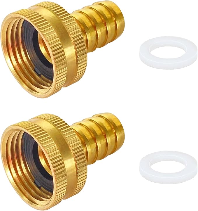 Garden Hose Adapter Swivel Fitting GHT 3/4 to 1/2 Hose Drip Irrigation Tubing to Faucet - Reusable Connector Fittings for Most Rain Bird, Orbit, Dig, Toro 1/2 Tubing x 3/4" GHT(2PCS)