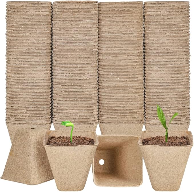 126 Packs Square Peat Pots, 3.15 Inch Seed Starting Pots with Drainage Holes Square Nursery Pot,Biodegradable Eco-Friendly Round Plant Seed Starter Peat Pots Germination Seedling Trays