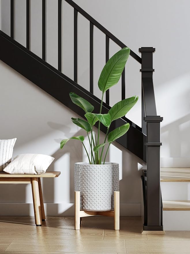 LE TAUCI Ceramic Pots for Plants, 6+8+10 Inch Planters for Indoor Plants, Plant Pots Indoor for Home and Office, Mid-Modern Century Flower Pots with Drainage Hole and Silicone Plug, Glaze Star Gray