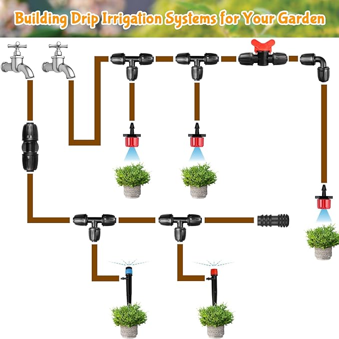8 Pack Drip Irrigation Valve for 1/2 Inch Drip Tubing (1/2" ID x 0.65" OD)：1/2'' In-line Locked Barbed Ball Valve Drip Line Shut Off Valve Parts In Irrigation System for Garden