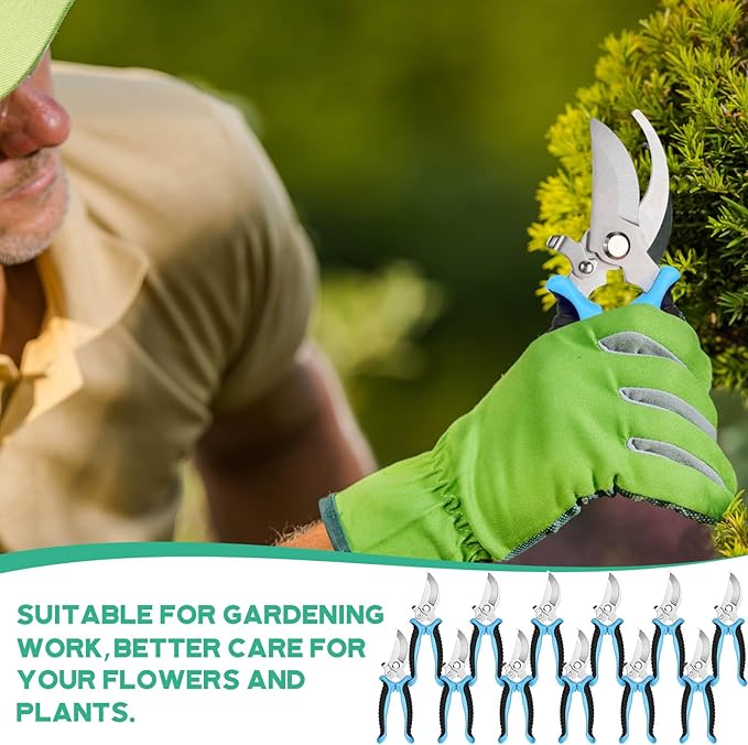 Lothee 12 Pcs Pruning Shears Bulk for Gardening Flower Shears, Floral Scissors 7.5 Inch Bypass Garden Hand Shears Clippers for Cutting Flowers, Trimming Plants Heavy Duty Garden Tools(Blue)