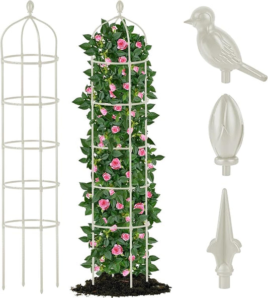 Garden Obelisk Trellis for Climbing Plants Outdoor 6.7 Ft Rose Bush Round Trellis for Pots Rustproof Metal Plant Flower Trellises for Clematis Vine Jasmine Support Outdoor Indoor