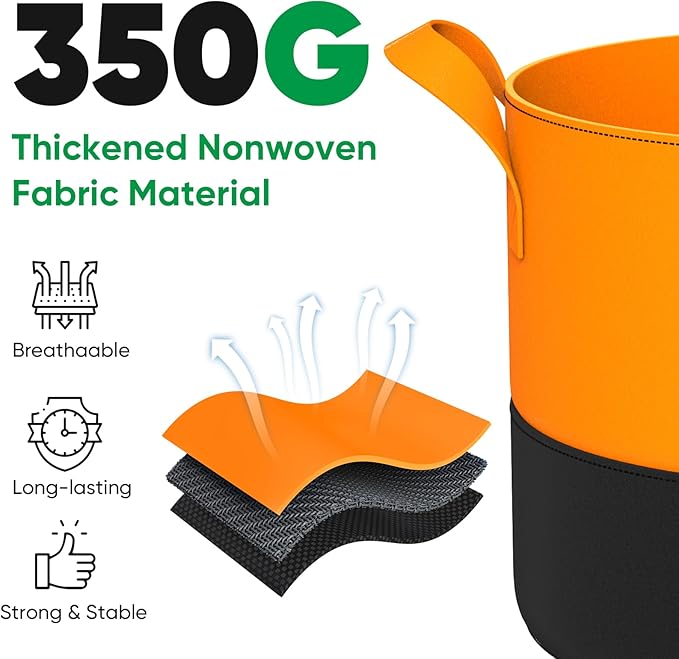 6 Pack 10 Gallon Grow Bags - 350G Heavy Duty Thickened Colorful Potato Grow Bags with Handles, Felt Nonwoven Garden Fabric Bags Gardening Pots for Vegetable Fruit Flowers Herbs Tomato Growing