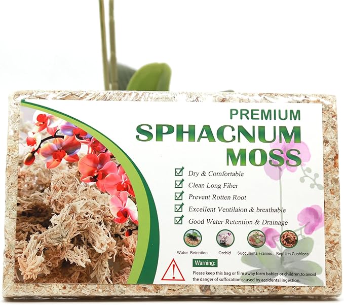 4oz Premium Sphagnum Moss Potting Mix, Plants Moss Dried Plant Growing Medium for Orchid Monstera (Appx 5 QT)