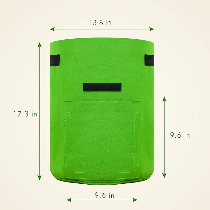 Gardzen 6 Pack BPA-Free 10 Gallon Vegetable Grow Bags with Access Flap and Handles, Suitable for Planting Potato, Taro, Beets, Carrots, Onions, Peanut