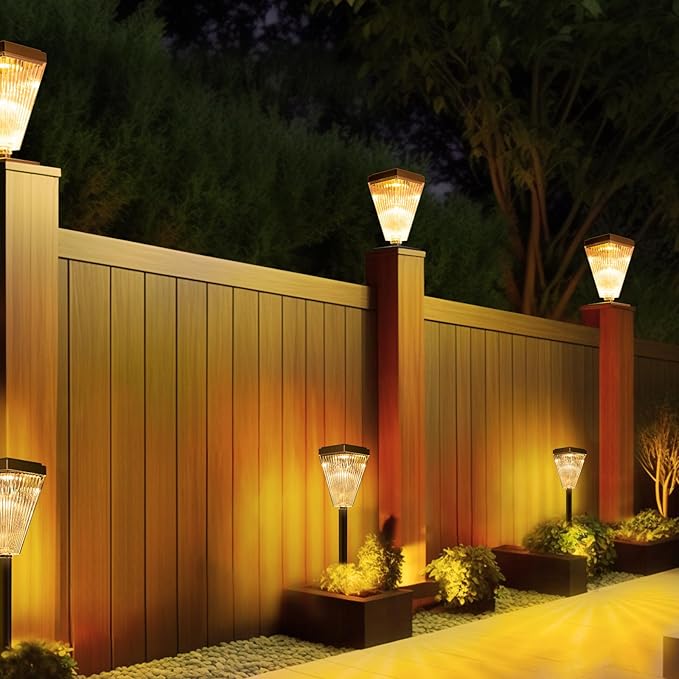 Solar Post Cap Lights 8 Pack Outdoor Waterproof Solar Fence Post Lights Sun Powered Pillar Lights Garden Decorative Yard Patio Walkway Pathway Lights