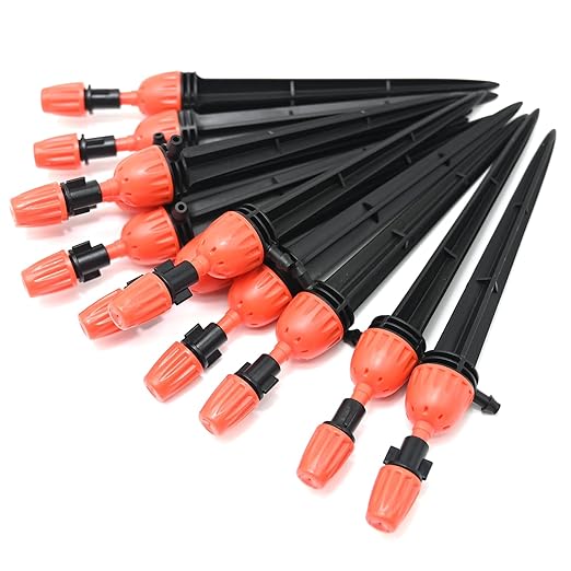 1/4" Drip Irrigation Emitters, Automatic Drip Irrigation Parts Accessories, 360 Degree Drip Sprinkler Heads Sprayer Heads for Irrigation Systems (Drip Spray, 25)