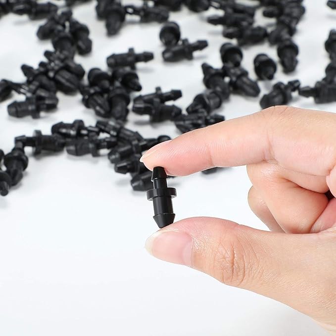 Honoson Drip Irrigation Plugs 1/4 Inch Tube Closure Goof Hole Plugs Irrigation Stopper for Home Garden Lawn Supplies, Black(150 Pieces)