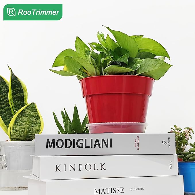 8 inch Plastic Flower Pots, Red Plant Pots 12Pack with Saucers for Indoor House Plants Growing and Decoration