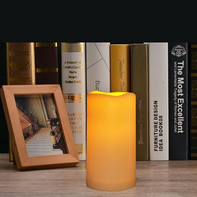 Flickering Flameless LED Candles with 10-Key Remote & Timer, Waterproof Outdoor Indoor f Battery Operated Candles for Home/Wedding/Festival Décor Set of 9 (D3 x H5.5) Ivory