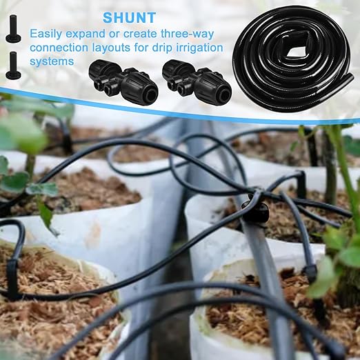1/2 Inch Drip Irrigation Tubing, 20FT Drip Irrigation Tubing Kit, Garden Watering Tube Line with 2PCS 6-Way Quick Connector and 2 Plugs for Garden Irrigation System