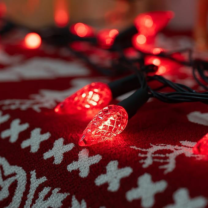 Dazzle Bright C6 Christmas String Lights, 200 LED 66 FT Waterproof Connectable String Lights with Timer, 8 Modes Christmas Lights for Indoor Outdoor Home Garden Yard Xmas Tree Decoration (Red)