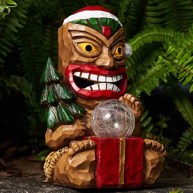 Outdoor Garden Decor-Christmas Tiki Totem Statues Light Beautiful Gift-Giving for Your Indoor Christmas & Holiday Decorations（9.65“）