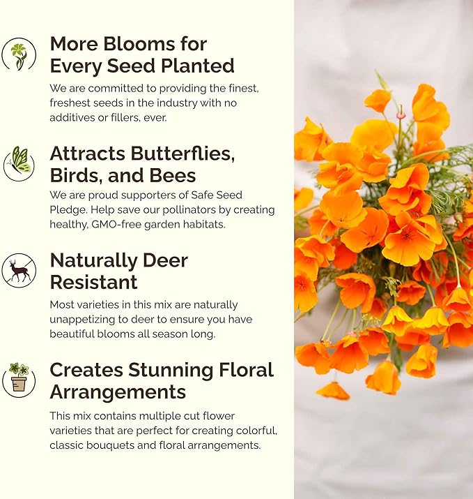 Eden Brothers Alaska Wildflower Mixed Seeds for Planting, 1/4 lb, 120,000+ Seeds with Yarrow, Foxglove, Cornflower | Attracts Pollinators, Plant in Spring or Fall, Zones