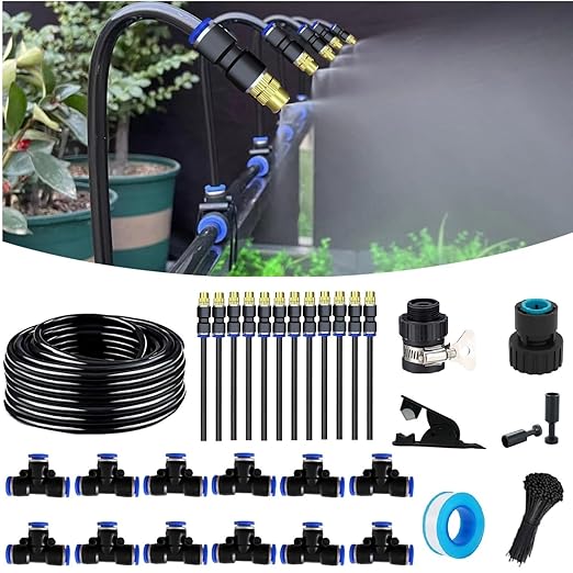 Drip Irrigation Kits,Automatic Irrigation System with Replaceable 360-degree Bending Dropper,atomizing Copper Nozzle for Watering System for Garden Plant Lawn Patio.(atomizing Nozzle)