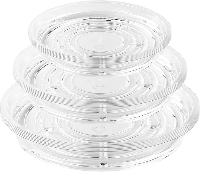 30 Pack Clear Plant Saucers for Indoors (4, 6, 8 inch) Flower Pot Saucers for Potted Plants Plant Plate Set Plant Trays for Indoors No Holes Plant Trays for Pots Plant Drip Trays Bulk