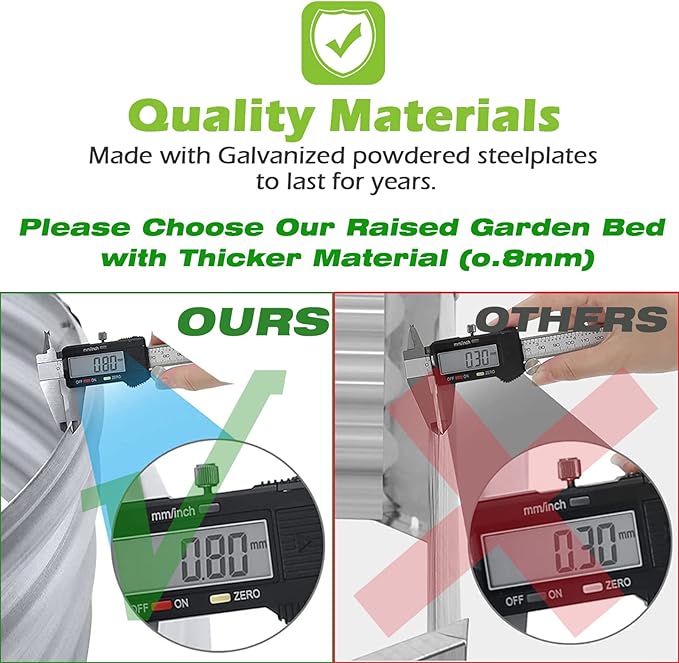 Raised Garden Bed Galvanized Planter Box Outdoor, Rot-Resistant Metal Garden Bed Planter for Vegetables Flower Herb (6.5ft, Grey)