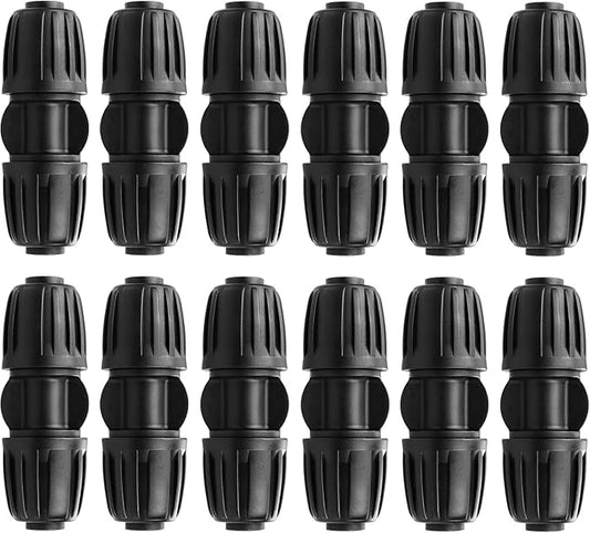 1/2 Inch Drip Fitting with 10 Barb Locking Coupler Connectors for Drip Proof Direct Connection of 1/2 Inch Irrigation Pipe (1/2" ID x0.640" OD) for Garden Irrigation Systems
