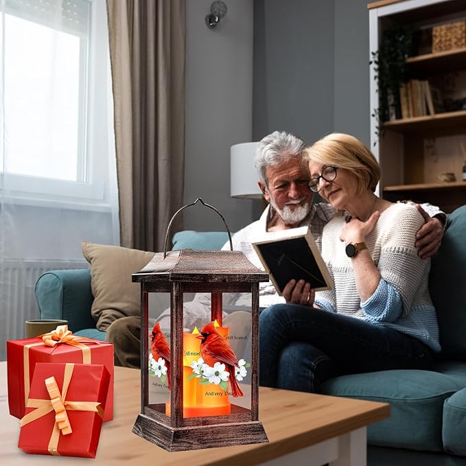 Walk Beside Us Memorial Lantern with Flickering LED Candle, Solar Powered Flameless Lantern, Bereavement Gift Sympathy Gift for Loss of Mom/Dad/Loved One, 2 Pack