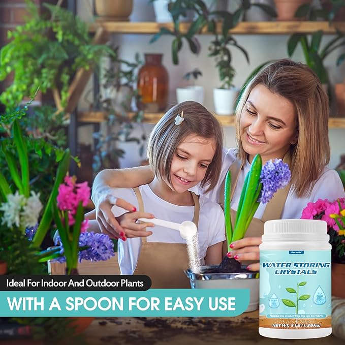 3LB Water Storing Crystals Powder for Plants with Spoon, Water Gel Solves Plant Over-Watering and Drought Problems, Keeps The Soil Moist, Water Storing Polymer Crystals for Plants Candle - by Oycevila