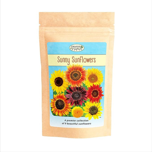Sunflower Seed Mix, Covers 325 Sq Ft, 9 Flower Varieties, Over 1,000 Seeds - Created By Nature