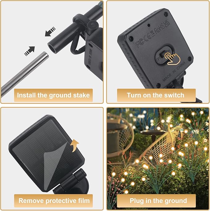 2 Packs Solar Garden Lights, New Upgraded Leaf Design 20 LED Solar Firefly Lights, Waterproof Solar Landscape In-Ground Path Lights Outdoor Decorations for Patio Yard Garden (Warm White)