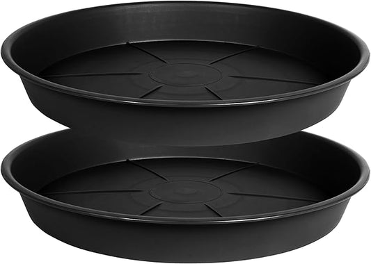 2 Pack of Plant Saucer 10 inch, Black Plastic Flower Plant Pot Saucer, Heavy Duty Plant Drip Trays Saucers for Indoor, Plant Water Tray for Planters