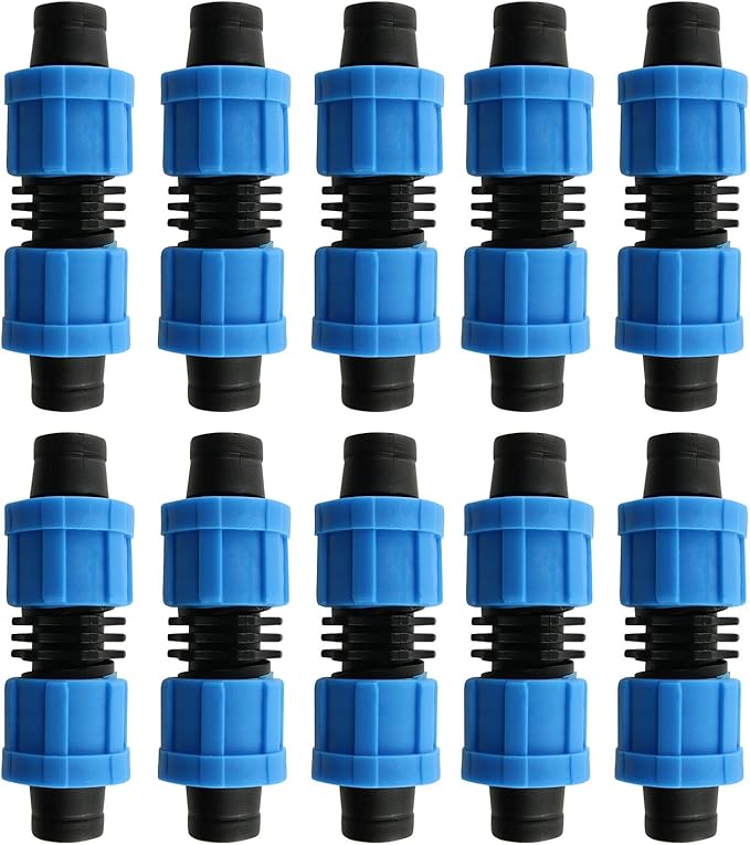 10pcs Drip Irrigation Coupling 16mm Blue Connector Farm Irrigation Tools 1/2" Universal Joint Drip Irrigation Tube Fittings for Most 16-17mm Drip Irrigation Tube