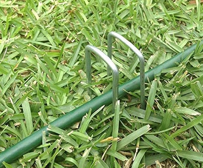 AAGUT Garden Stakes Pins, Landscape Staples 250 Pack 6 Inch 11-Gauge Galvanized Lawn Stake for Dog Fence, Weed Barrier Fabric, Ground Cover, Irrigation Tubing Soaker Hose, Chicken Wire