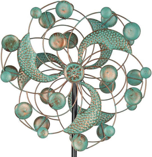 DREAMYSOUL Wind Spinner, Kinetic Wind Spinners Outdoor Metal, Garden Spinner for Yard Outside Patio Lawn Decor (Green & Cooper)
