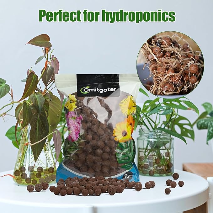 Clay Pebbles Leca Balls for Plants 2qt，6mm - 12mm Clay Balls for Hydroponic, Terrarium, Potted Plants, Lightweight & Drainage