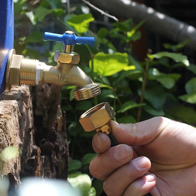 Garden Hose Drip irrigation Adapter,Brass 3/4"GHT Female Thread to 1/4 Water Hose drip irrigation fittings hose adapter (3 Set)